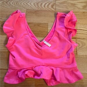 Free people Pink Ruffled V-Neck Women's Top